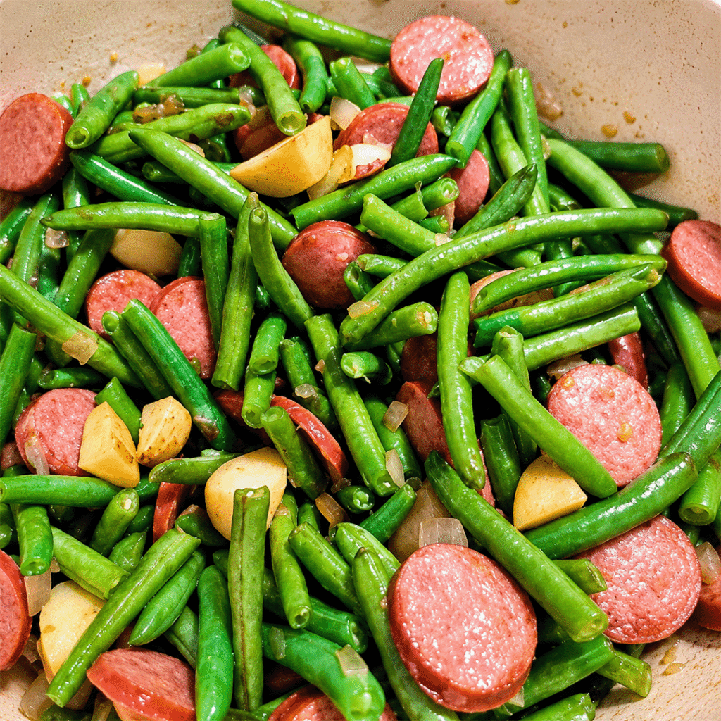 green bean with smoked sausage