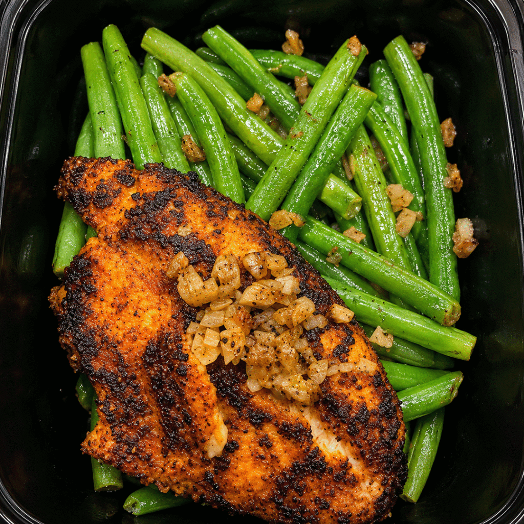 pan seared tilapia with garlic herb green beans