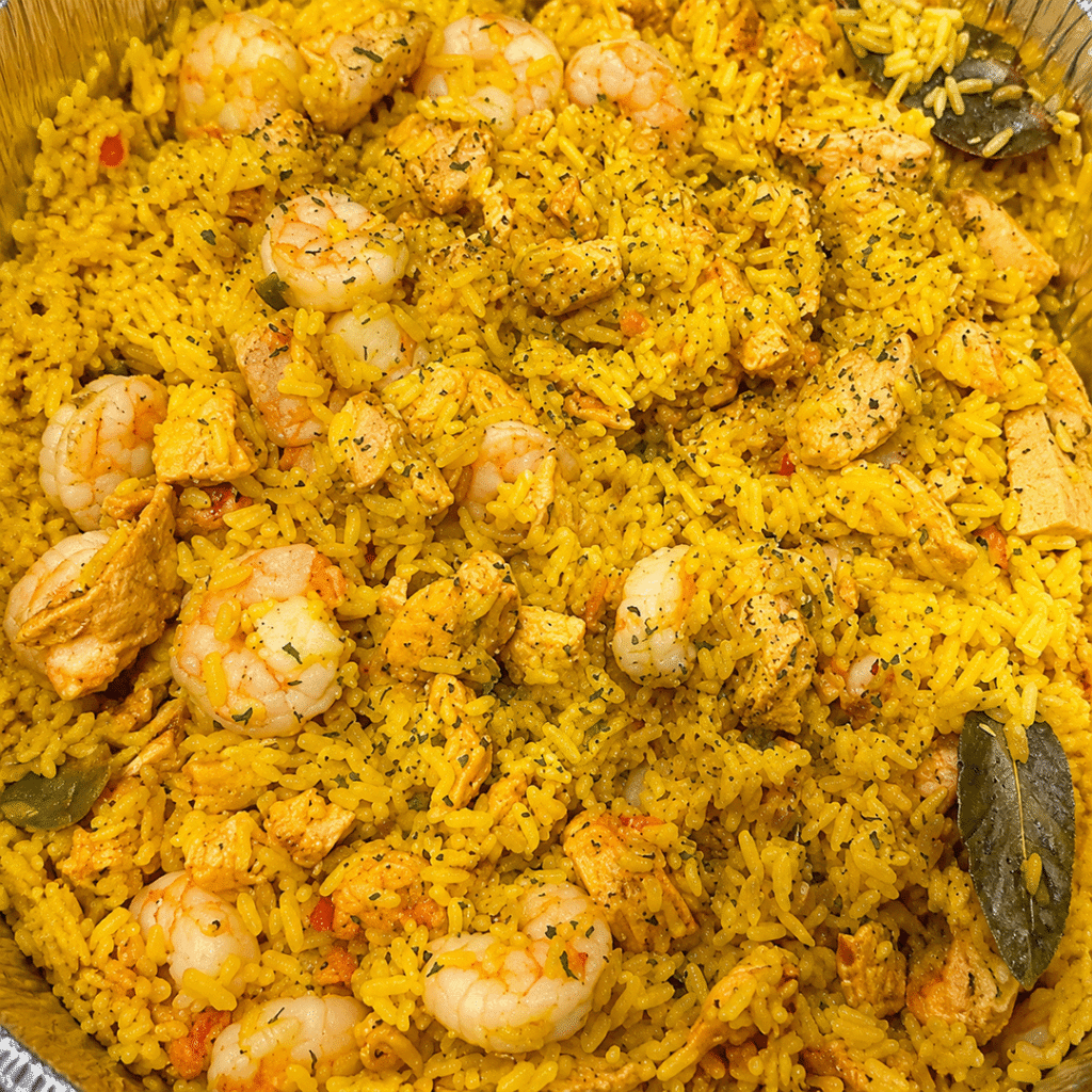 shrimpo and chicken yellow herb rice