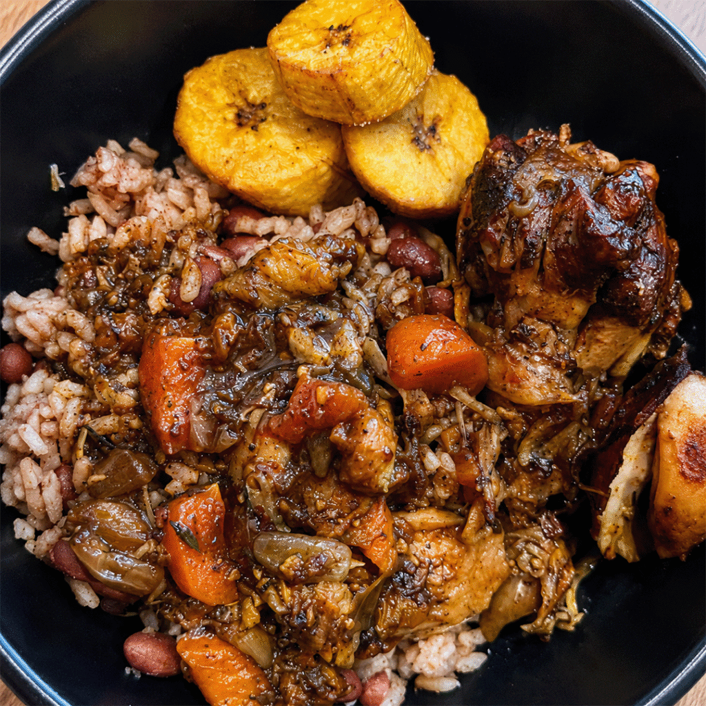 stew chicken with plantains